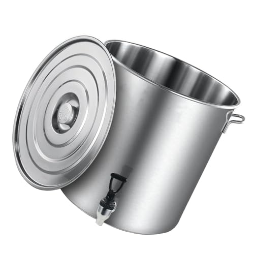 GAOBINGB Olla Comercial de Acero Inoxidable con Grifo y Tapa: Cubo Resistente para Sopa, Ideal para almacenar Agua, arroz y Alimentos en cocinas, restaurantes y Catering.