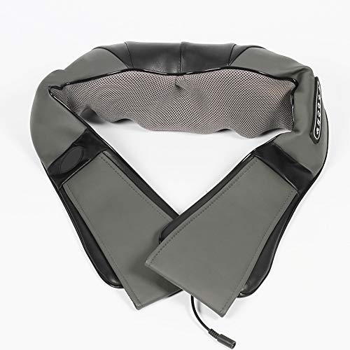 Preisvergleich Produktbild Nackenmassagegerät, Elektrische Massagegerät mit Wärmefunktion für Schulter Nacken Rücken, Shiatsu Massagekissen Wärmefunktion Massager, 3D Rotation Masseur Massage für Haus Büro Auto Schwarz + Grau