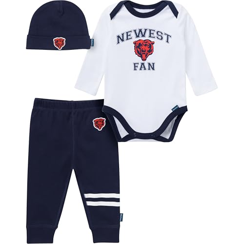 Image of Gerber NFL baby-boys 3-piece Onesie Bodysuit, Active Pant and Cap Set