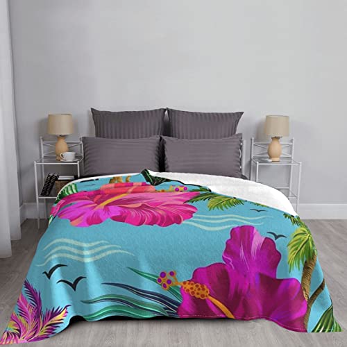 Couverture flanelle douce luxe Hello Hawaii plaid lit anti-bouloche