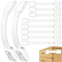 Kindersicherung Schrank 10 Stück, Schranksicherung Baby mit Starkem Kleber ohne Bohren, Verstellbar Länge, Schubladensicherung für Kinder Sicherheit Schloss Schranktür Kühlschrank, Weiss - silttble