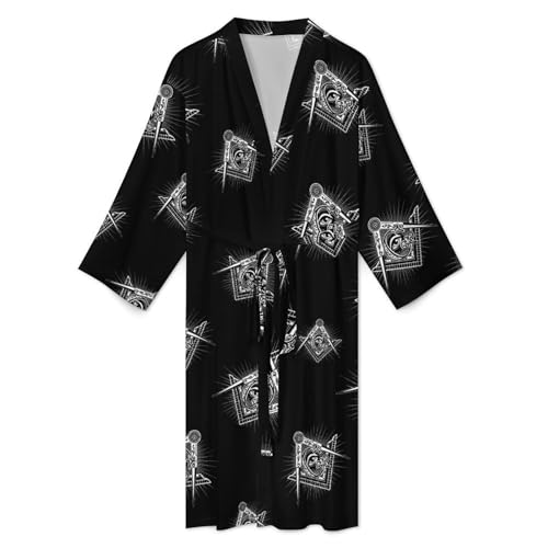 Masonic Freemason Square Compass Mens Robe Nightgown Lightweight Knee Long Bath Robe Spa Bathrobe Loungewear2
