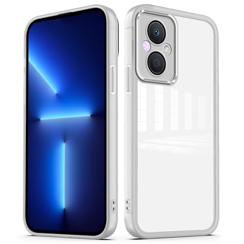 Cover per Oppo Reno 8 Lite 5G Reno8 Lite 5G Custodia Trasparente con Pellicola Protettiva Lenti Morbida Ultra Sottile Antiurto Bumper Case - slim bianco