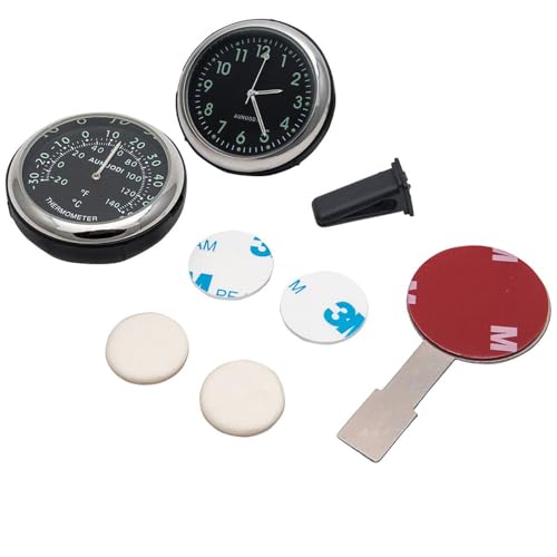 Termómetro digital de cuarzo luminoso Riloer con reloj azul para salpicadero de coche pack de 2 3
