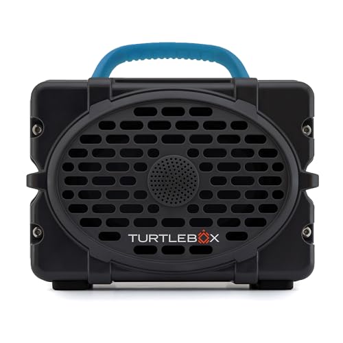 Image of Turtlebox Original Gen 3: Portable Outdoor Bluetooth Speaker - Ultra-Loud (120dB), Waterproof (IP67), Rugged, Impact-Resistant, 3-Day Battery | Party Mode: Unlimited Pairing Stereo, Gray /Electric Blue