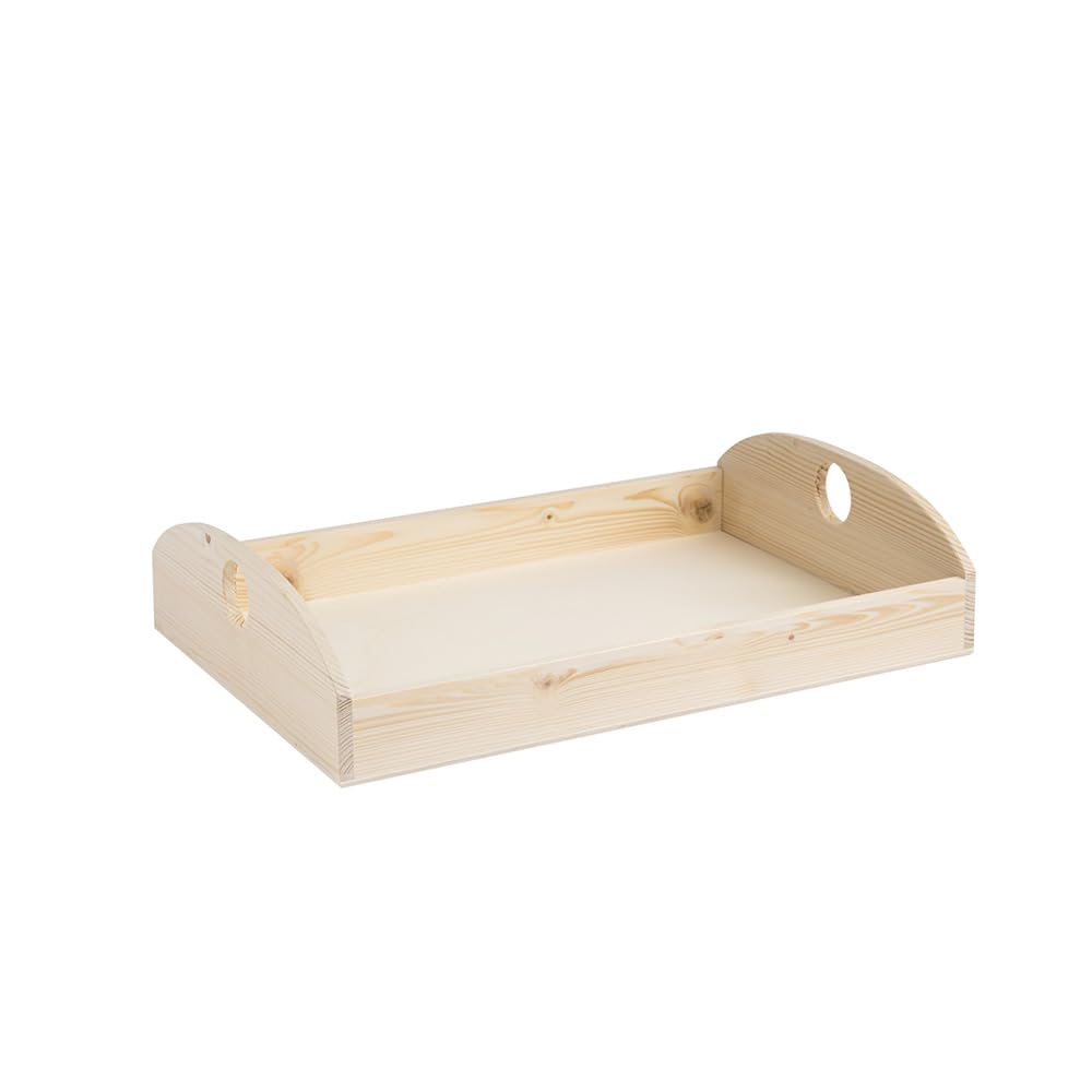 Cassetta in legno tipo vassoio. Misure interne: 45X30X5 (lato corto sagomato max h10) Foro Ø 4,5 - VAS-R3