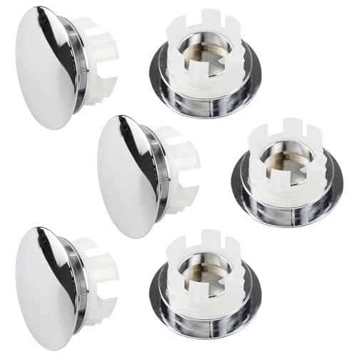 Pack of 6 Sink Overflow Covers Round Overflow Hole Covers Bathroom Basin Trim Drain Caps Kitchen Sink Hole Cover Set Universal Fit for Kitchen Bathroom and Bathtub Fixtures