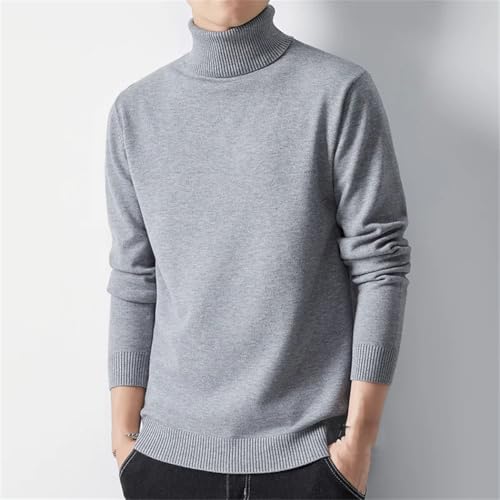 Men's Winter Turtleneck Sweater Fashion Slim Fit Knitted Solid Color Casual Warm Pullover3