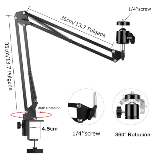 Brazo Articulado de Soporte para teléfono Movil Celular,Rotación de 360°, Flexible, para fotografía Plana, Grabar vídeos o transmisión en Vivo - Imagen 3