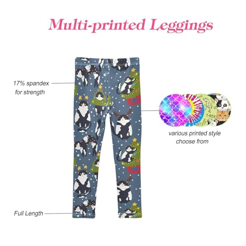 CaTaKu Girls Leggings Funny Christmas Cat Leggings for Girls Kids Athletic Workout Yoga Pants Size 4-10T4