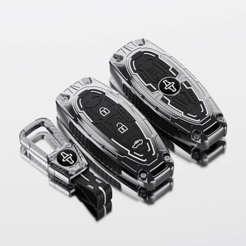 Image of Keyzone Iron Core Series Key Cover Compatible for Suzuki Baleno, Ciaz, Ignis, SCross, Vitara Brezza, Toyota Urban Cruiser 3 Button smart Key (Gunmetal)