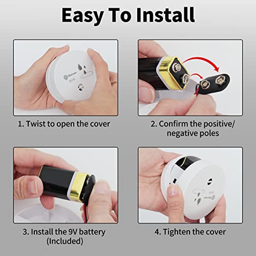 Geevon 2 Pack Water Leak Detector, 100Db Water Sensor Alarm Flood Detector For Basements, Bathrooms, Laundry Rooms, Kitchens, Garages, And Attics, Water Alarm Battery-Operated (Battery Included) #TOP4
