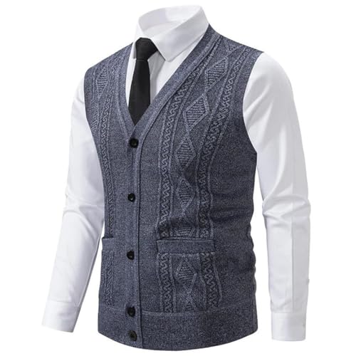 Men's V-Neck Solid Color Warm Slim Fit Knitted Vest Casual Sleeveless Knitted Vest2