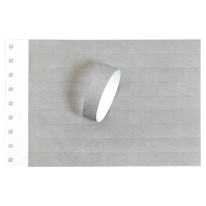 IDwrists Gray Wristbands for Events - 500 Count - Tear Resistant Paper Bracelets Comfortable Waterproof Lightweight ID Wrist Bands for Events Concert,
