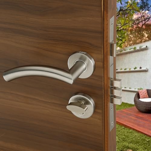 Image of LAPO Mortise Door Lock for Home Main Door & Bedroom with Handle | 50x85mm Body | Heavy-Duty 70mm Cylinder | 3 Brass Keys | Left-Right Fit 30-50mm Door Home Office Hotel| Matt Finish | CMH-5T