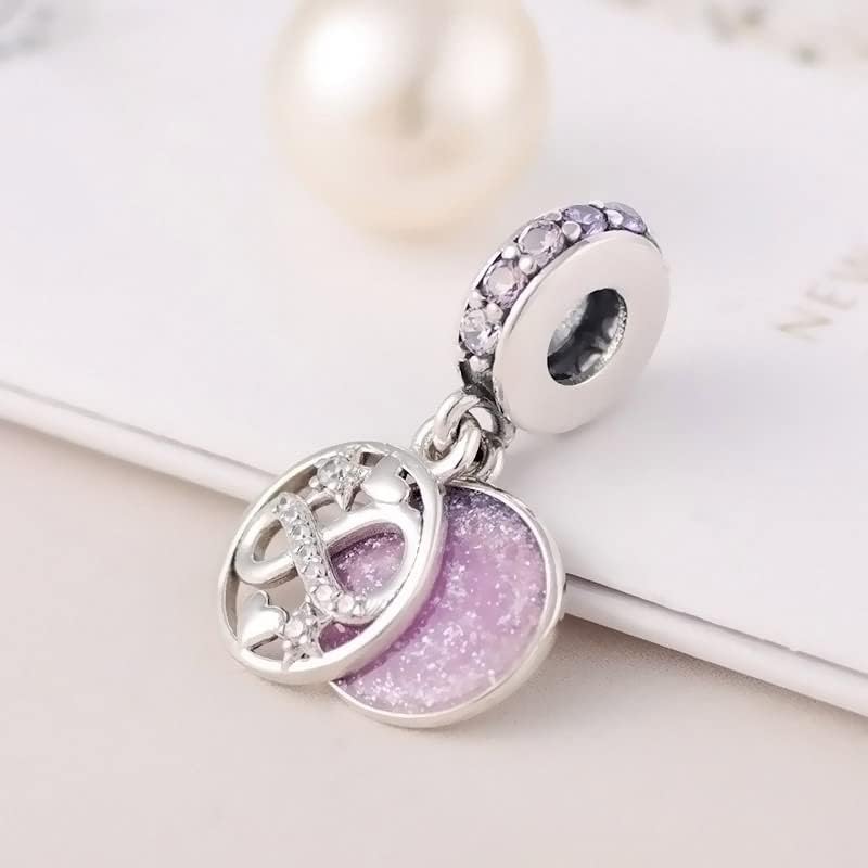 Miniatura 2 de Brillantes corazones infinitos y estrellas cuelgan encanto colgante de plata de ley 925, joyería cuentas regalos para mujeres pulsera y collar
