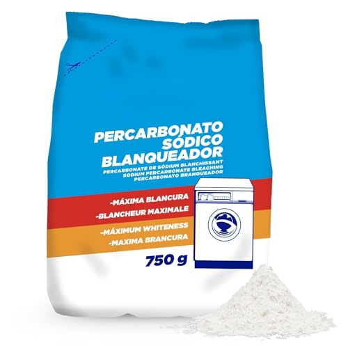 Percarbonato Blanqueador, Percabonato Sódico, Apto para el lavado de ropa tanto blanca como de color, alarga la vida de su lavadora, Elimina Manchas Difíciles y alarga la vida de lavadora, 750 gramos