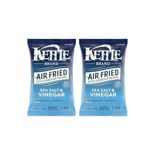 Image of Kettle Brand Potato Chips,Air Fried Sea Salt & Vinegar Kettle Chips,6.5 Oz Bag,(Pack of 2)