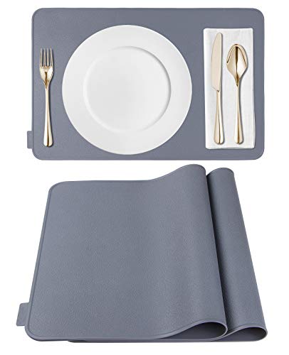 Kamehame Placemats Heat Resistant Silicone Table Mats 2 Pack Kitchen Countertop Protector Pads 18 x 12 inch Non Slip Waterproof Table Mat with Raised Edges