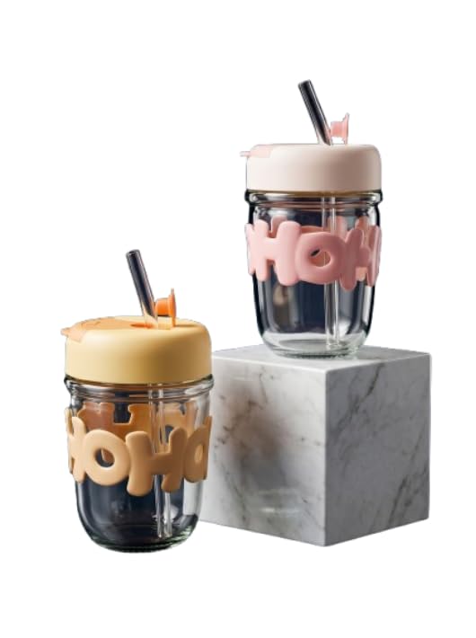 glass shaker cup with lid & straw|glass bottle with silicone cover|small water bottle for travel,baby,kids girls|sipper glas s for smoothies,juices,iced coffee