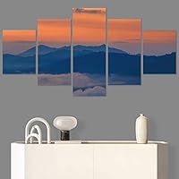 SIGNWIN 5 Panel Canvas Wall Art Modern Art Coastal Colorful Multicolor Photography Romantics Sunset for Home Decorations Ready to Hang - 60