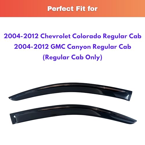 Image of KPY Rain Guards Fit for 2004-2012 Chevrolet /Chevy Colorado Regular Cab, Out-Channel Window Visors Vent Wind Deflectors 2PC, Truck Accessories for 2004-2012 GMC Canyon Standard Cab (Single Cab Only)