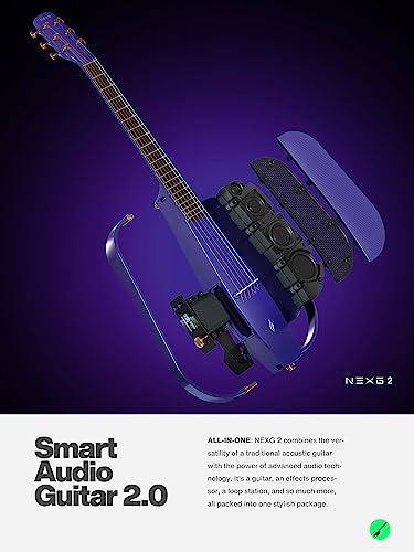 Image of Enya NEXG 2 Deluxe Carbon Fiber Smart Acoustic-Electric Guitar, Purple | 50W Wireless Speaker, Color Touchscreen, 20 Presets, Looper, Drum Machine, Acoustic Profiling, Deluxe Accessory Bundle