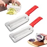 Kohlschneider Krauthobel Krautsalat Salatschneider Edelstahl Hand Krautschneider mit Doppel Klingen Gemüseschneider Manuell Sauerkraut Cutter Karrotenreibe Obst Kartoffelhobel (B*2)