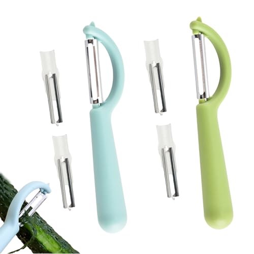 2 Stück P-Sparschäler für Tupper mit 4 Ersatzklingen Schäler für Tupperware Ersatzteile Kartoffelschäler Edelstahl Spargelschäler Peeler Karottenschäler Gurkenschäler für Orangenschäler Schälmesser