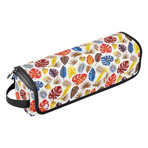 Tropical Leaf Multicolor Hot Hair Tools Travel Bag para Plancha de Pelo, Rizador, Secador y Accesorios de Estilismo para Mujer, Organizador Resistente al Calor con Diseño 2-en-1