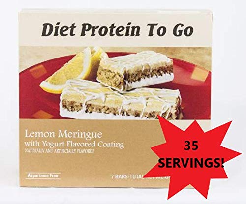 Barra de yogur con merengue de limón y proteína dietética para llevar - 35 porciones (5 cajas) - ALTO EN PROTEÍNAS - BAJO EN CARBOHIDRATOS