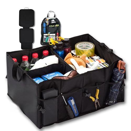 Cruban Set 3 en 1, Organizador Maletero Coche plegable, Organizador Asiento Coche niños y Protector respaldo asiento infantil. Ideal para coche familiar. Almacenaje y orden para coche y viajes Cruban Set 3 en 1, Organizador Maletero Coche plegable, Organizador Asiento Coche niños y Protector respaldo asiento infantil. Ideal para coche familiar. Almacenaje y orden para coche y viajes