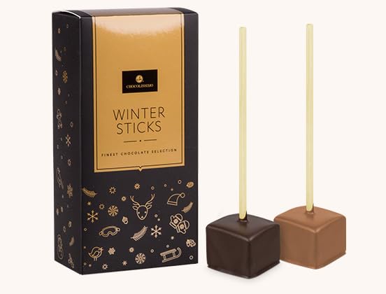CHOCOLISSIMO - Cioccolata di Natale - Cioccolata da bere su bastoncino di cioccolata calda 2 pezzi - Cioccolato fondente - Regalo di Natale - Donna, uomo, ragazzo, ragazza - ChocoStick natalizio