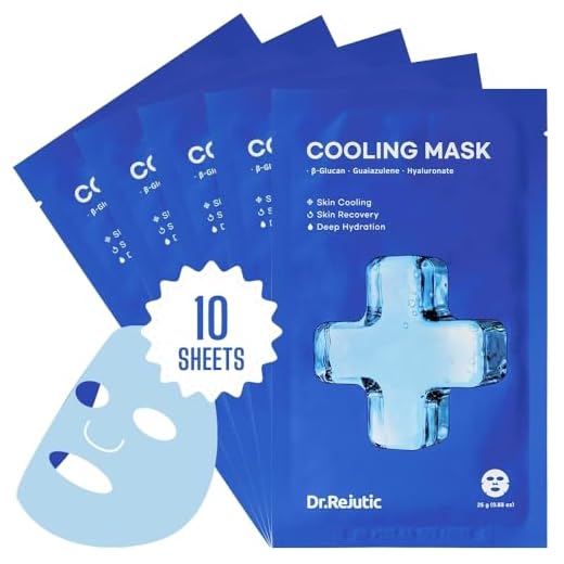 Dr.Rejutic Soothing Cooler Collagen Sheet Mask - Skin Repair, Pore Minimizer for Face - Centella Asiatica, Hyaluronic Acid - Collagen Mask for Face - Kbeauty Korean Skin care (1 Count (Pack of 10))