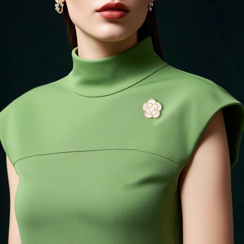 Image of Flower Brooch Pins for Women Rhinestone Red Pin Blazer Dress Denim Jacket Lapel Pin Wedding Holiday Gift Accessories