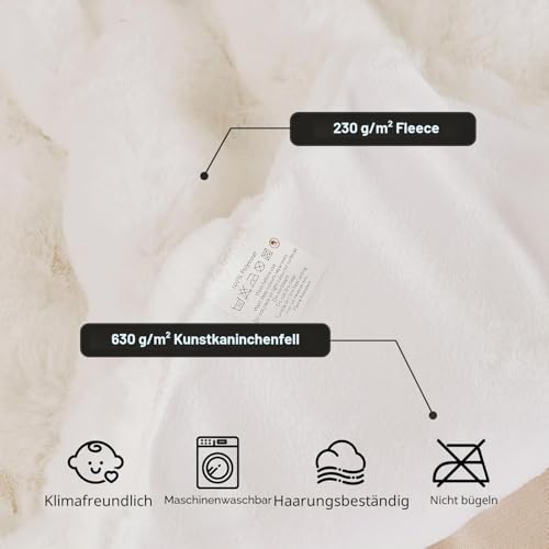 ORINOVA Kuscheldecke Flauschig Decke 150x200 cm Beige Sofadecke Plüschdecken Kunstfell Felldecke Creme Kuschelig Warme Decke Wohndecke Fleecedecke Bett – Bild 5