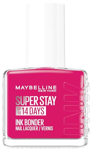 Maybelline New York Super Stay Ink Bonder 180 Rose Fuchsia - Esmalte de uñas de larga duración para uñas fuertes y colores intensos, 12,3 ml