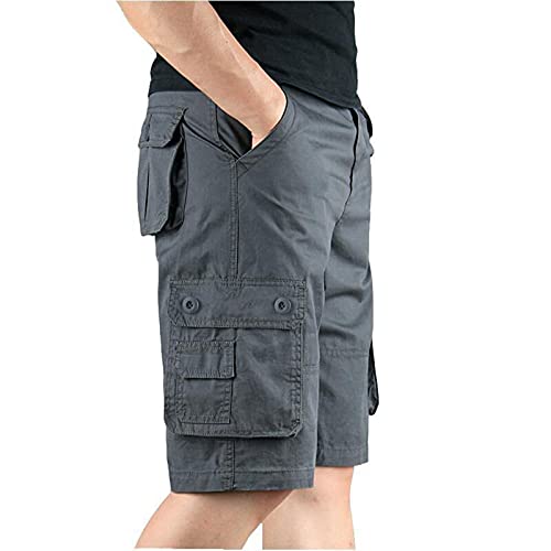 Cargo Shorts for Men Elastic Waist Flat Front Casual Pants Summer Training Tactical Workout SweatShorts with Pockets2