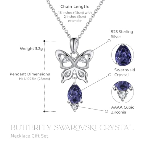 Image of 925 Sterling Silver Cubic Zirconia Animal Crystal Chain Pendant Necklace | Lovely Gift for Women and Girls, Gift for Her