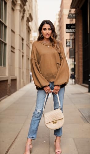 Image of Zeagoo Sweaters for Women 2025 Trendy Fall Fashion Oversized Lantern Long Sleeve Knitted Pullover Tops Outfits