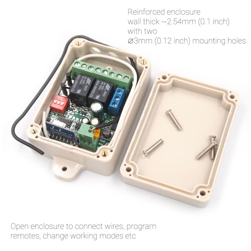 Solidremote 12V - 24V Secure Wireless RF Remote Control Relay Switch Universal 2-Channel Receiver with 2 Transmitters for Garage Door Openers, LED Lights etc (KIT-1)