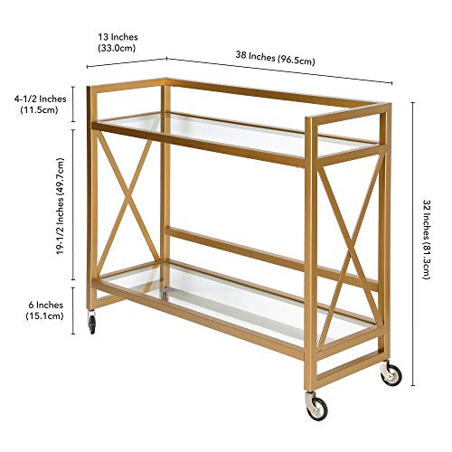 Image of Holly 38'' Wide Rectangular Bar Cart in Brass