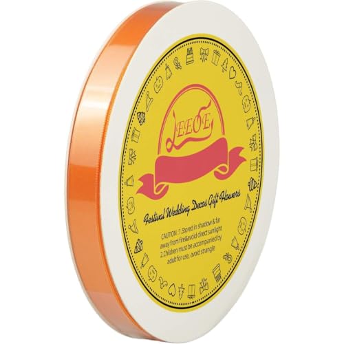Image of Double Face Autumn Orange Satin Ribbon 1 /2 inch X 50 Yards Polyester Autumn Orange Ribbon for Gift Wrapping Very Suitable for Weddings Party Invitation Decorations and More