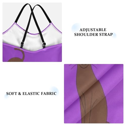 Brown Black Cats Purple One Piece Girls Swimsuit, Beach Swimwear 3-10 Y with Adjustable Shoulder Strap, 3-10 Y3