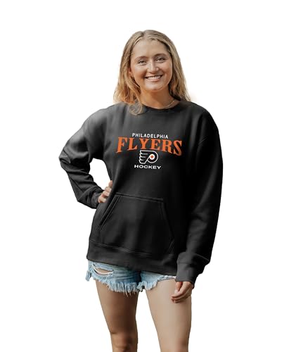 Blue 84 Women's Standard NHL Officially Licensed Pocket Crewneck Sweatshirt Embroidery Alternate Color