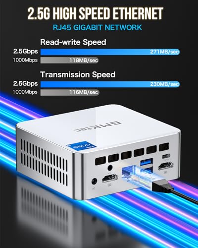 Image of GMKtec Mini PC Intel i5-12450H Processor (Turbo 4.4 GHz) 16GB(8 * 2) DDR4 512GB M.2 NVMe SSD i226v NIC USB 3.2, Type-C /WiFi 6, BT5.2, RJ45 2.5G / 4K Triple Display Desktop Mini Computers