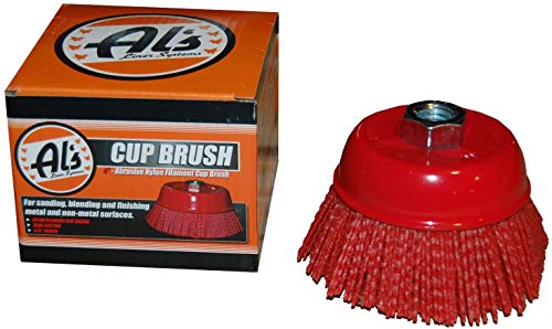 Image of AL's Liner Abrasive 180 Grit Nylon Bristle Cup Brush - 4 Inch - Safe for Use on Metal, Wood, Aluminum and Plastic Surfaces (TOOR4)