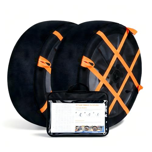 Persevere Snow Socks for Tires 2 Pcs, Thickness Winter Traction Socks for Cars SUV Pickup Trucks, Easy Install Snow Grip for Driving, Safety Washable Reusable (6007)