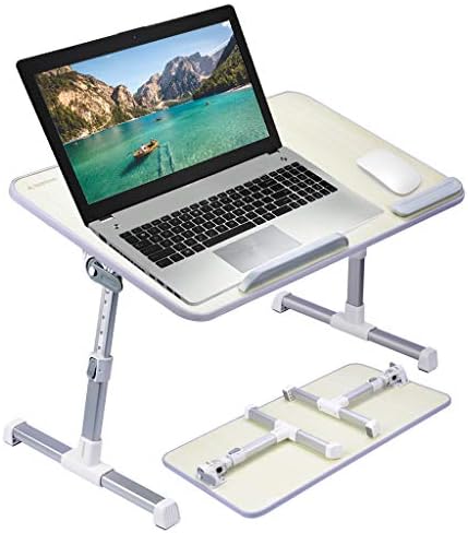 [Large Size] Neetto TB101L Adjustable Laptop Bed Table, Portable Standing Desk, Foldable Sofa Breakfast Tray, Notebook Stand Reading Holder for Couch Floor Kids - Honeydew