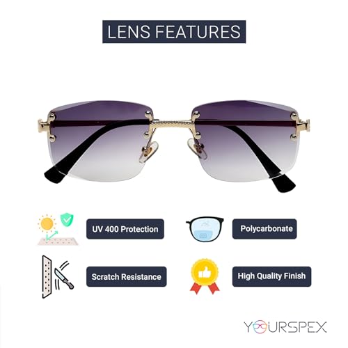 Image of UV Protection Polarized Sunglasses for Men & Women Unisex - Stylish Classic Vintage Coating Rimless Metal (Large)